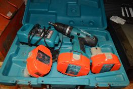 Makita Cordless Drill with Three Batteries, Charger and Carry Case