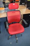 *Red Upholstered Swivel Office Armchair