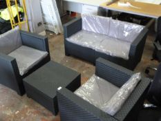 *Simulated Ratan Four Piece Patio Set Comprising of Two Seat Sofa, Two Chairs and a Occasional Table