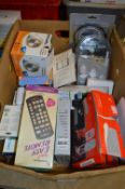 Box Containing Remote Controls, Mobile Phones, Radio Clock, etc.