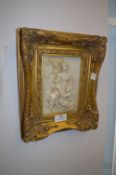 Gilt Framed Marble Effect Relief Plaque