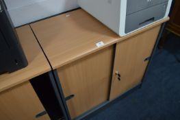*Beech Effect Office Storage Cupboard with Sliding Doors