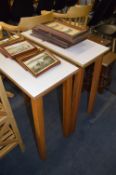 Pair of White Melamine Topped Side Tables
