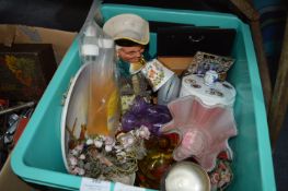 Box Containing Toby Jug, Pottery, Glassware, Ornaments, Photo Frames