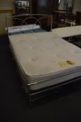 Silvered Metal Framed Double Bed with Memory Foam Mattress
