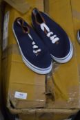 *Twenty Four Pairs of Converse Style Shoes (Blue and Tan) Size: 4