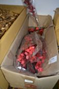 *Five Bunches of Red and Glitter Decorative Foliage
