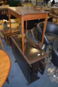 Oak Drop Leaf Table and a Mahogany Inlaid Occasional Table