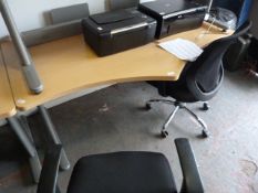 *Beech Topped Shaped Desk on Silver Base