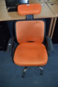 *Orange Upholstered Swivel Office Armchair
