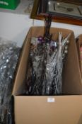 *Box Containing Silver and Purple Artificial Foliage