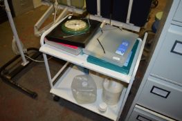 Filing Trolley, Assorted Plastic Folders, Lotion, etc.