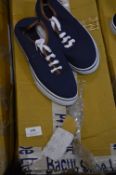 *Twenty One Pairs of Converse Style Shoes (Blue and Tan) Size: 5