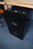 *Black Metal Two Drawer Filing Cabinet