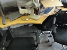 *Beech Topped Shaped Desk on Silver Base