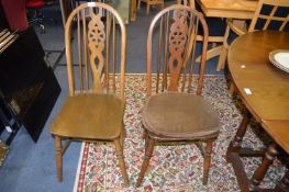 Set of Four Oak Wheelback Dining Chairs