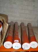 Five Rolls of Carmel Creations Wallpaper (Red and Silver Motif)