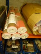 Five Rolls of Carmel Creations Wallpaper (Silver and Pink Broad Stripe Design)