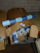 Twelve Rolls of Carmel Creations Wallpaper (Pale and Dark Blue Broad Stripe)