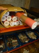 Twelve Rolls of Carmel Creations Wallpaper (Pink and Gold Broad Stripe Design)