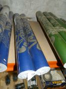 Two Rolls of Carmel Creations Wallpaper (Blue with Silver Design)