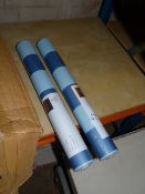 Two Rolls of Carmel Creations Wallpaper (Pale and Dark Blue Broad Stripe)