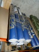 Six Rolls of Carmel Creations Wallpaper (Blue with Silver Design)