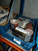 Box Containing Five Packs of Bosh Abrasive Pads and Three Rolls of Abrasive Paper