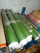 Six Rolls of Carmel Creations Wallpaper (Green with Silver Design)