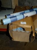 Twelve Rolls of Carmel Creations Wallpaper (Light and Dark Blue Broad Stripe)