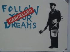 Large Unframed Printed Banksy Style Canvas 