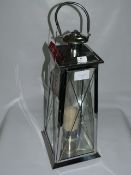 *LARGE METAL & GLASS LANTERN WITH CANDLE