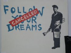 Unframed Banksy Style Printed Canvas 