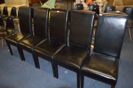 Five Black Faux Leather Dining Chairs