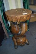 Carved Wood Cat Stool