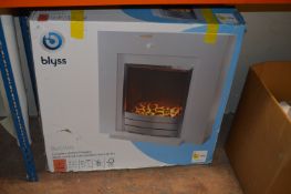 *Blyss Beccles Complete Electric Fireplace with White Surround and Stainless Steel LED Lit Fire (