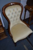 Walnut Framed Button Back Upholstered Nursing Chair