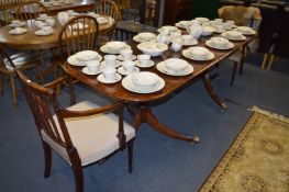 Mahogany Inlaid Extending Dining Table with Two Carvers