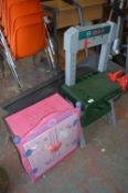 Toy Work Bench and a Pink Toy Cabinet