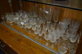 Collection of Drinking Glassware and Two Decanters