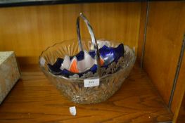 Glass Punch Bowl, Glass and Chrome Bowl and a Handkerchief Vase