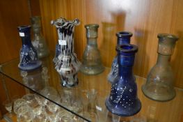 Decorative Blue Glass Vases and a Murano Glass Vase