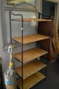 Five Height Wicker and Tubular Metal Shelf Unit