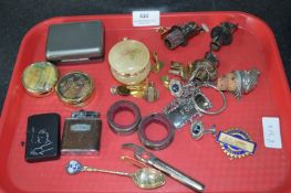 Tray Lot of Bottle Pores, Lighters, Cufflinks, etc.