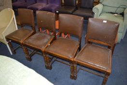 Seat of Four Oak Framed Upholstered Dining Chairs