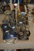 Silver Plated Candlesticks, Pewter Mugs, Trophies, etc.