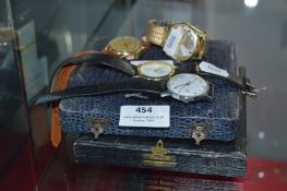 Four Gent's Wristwatches and Two Cutlery Cases
