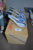 Box of Five Chinese Soup Bowls and Spoons