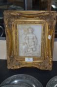 Gilt Framed Italian White Marble Style Embossed Picture