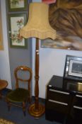 Turned Wood Standard Lamp and Shade